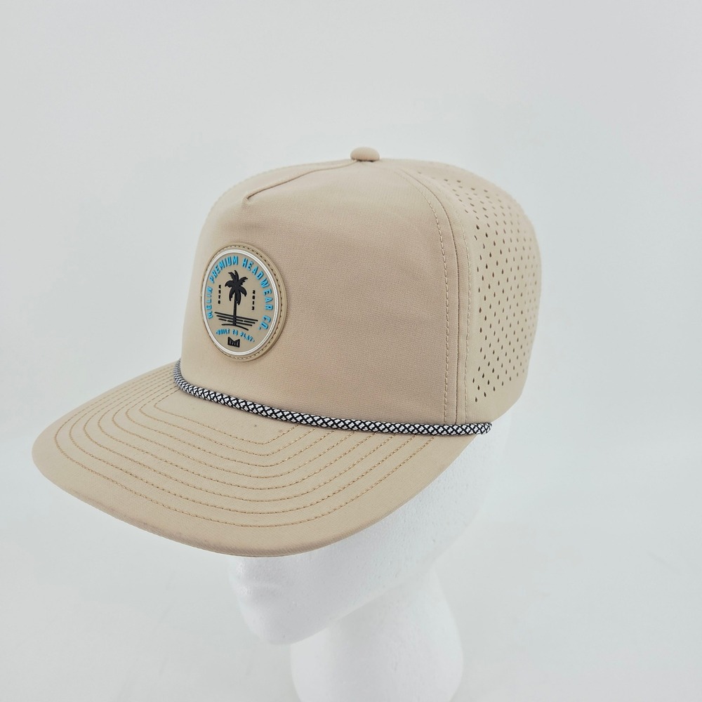 Melin Coronado Hydro Laferty Snapback Hat Tan Sand Steel Rope Trucker Golf Cap